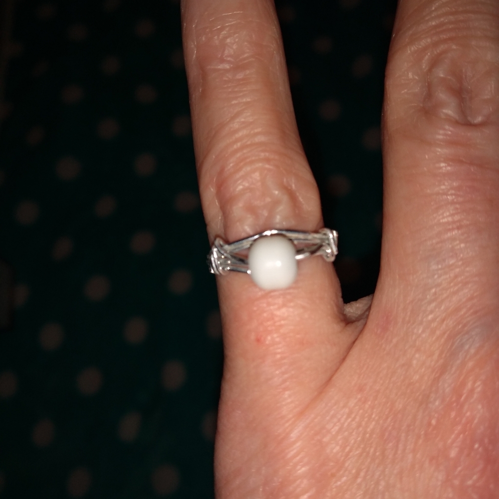 Silver Ring with a white pearl